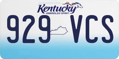 KY license plate 929VCS