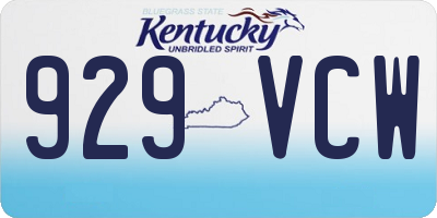 KY license plate 929VCW