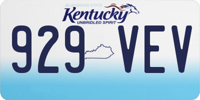 KY license plate 929VEV