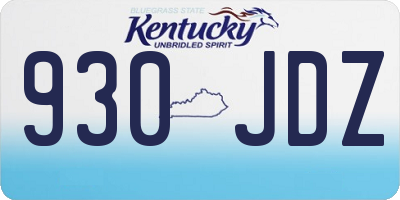 KY license plate 930JDZ