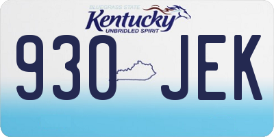 KY license plate 930JEK