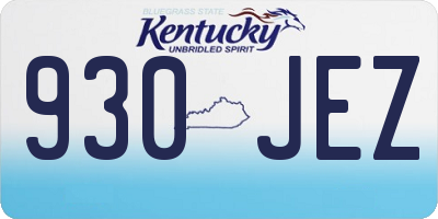 KY license plate 930JEZ