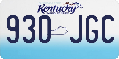 KY license plate 930JGC