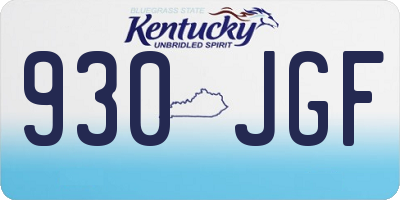 KY license plate 930JGF