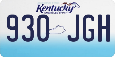KY license plate 930JGH