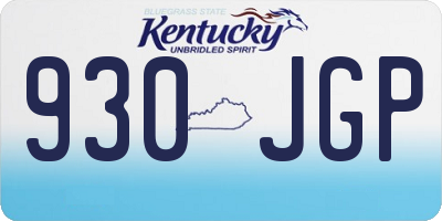 KY license plate 930JGP