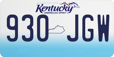 KY license plate 930JGW