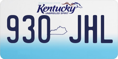 KY license plate 930JHL