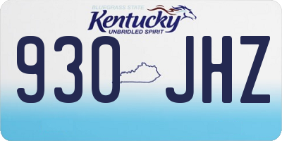 KY license plate 930JHZ