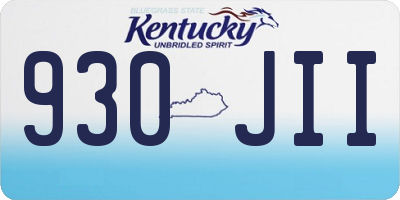 KY license plate 930JII