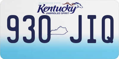 KY license plate 930JIQ