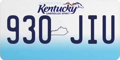 KY license plate 930JIU