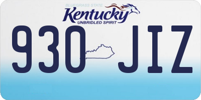 KY license plate 930JIZ