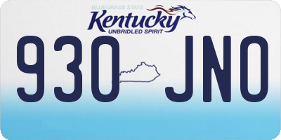 KY license plate 930JNO