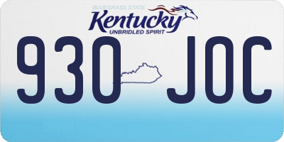 KY license plate 930JOC