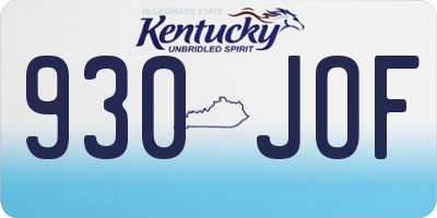 KY license plate 930JOF