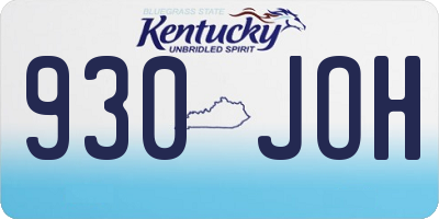 KY license plate 930JOH