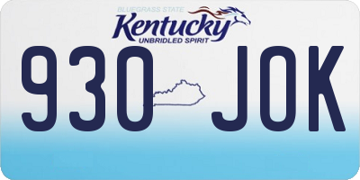 KY license plate 930JOK