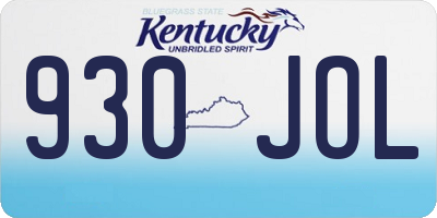 KY license plate 930JOL
