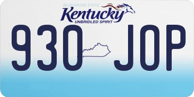 KY license plate 930JOP