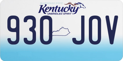 KY license plate 930JOV