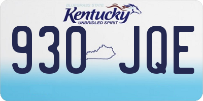 KY license plate 930JQE