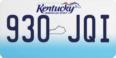 KY license plate 930JQI
