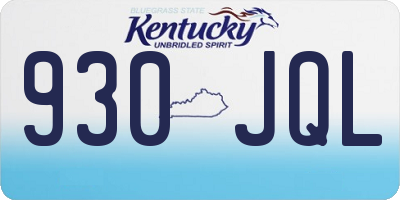 KY license plate 930JQL