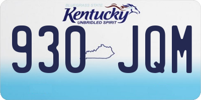 KY license plate 930JQM