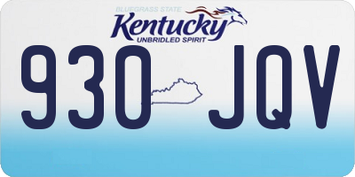 KY license plate 930JQV