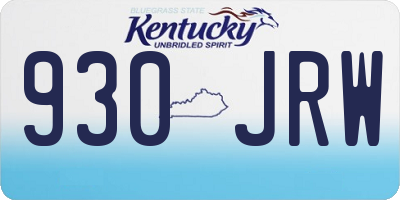 KY license plate 930JRW