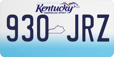 KY license plate 930JRZ