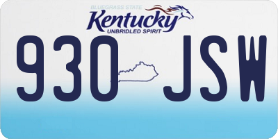 KY license plate 930JSW