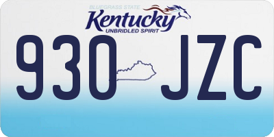 KY license plate 930JZC