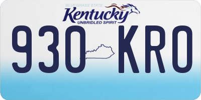 KY license plate 930KRO