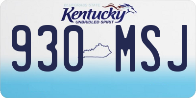 KY license plate 930MSJ