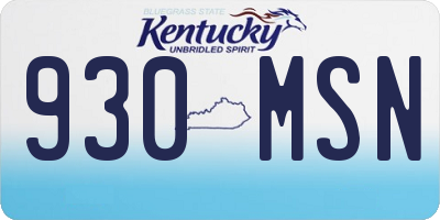 KY license plate 930MSN