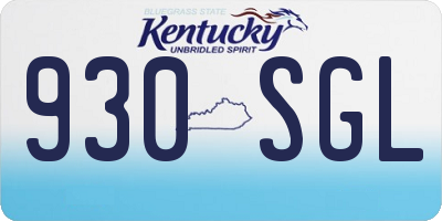 KY license plate 930SGL