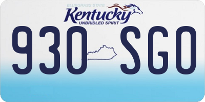 KY license plate 930SGO