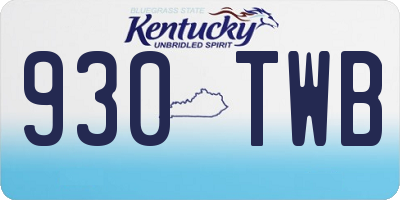 KY license plate 930TWB