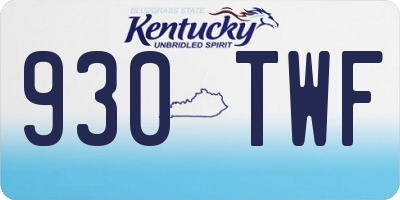 KY license plate 930TWF