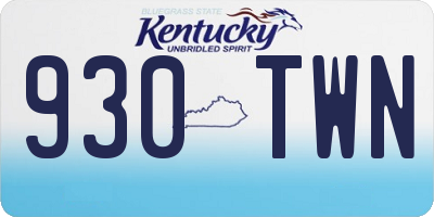 KY license plate 930TWN