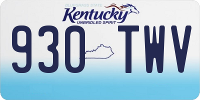KY license plate 930TWV