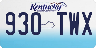 KY license plate 930TWX