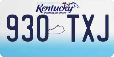 KY license plate 930TXJ