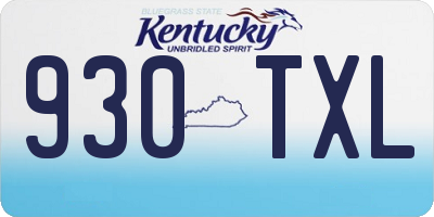KY license plate 930TXL