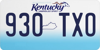 KY license plate 930TXO