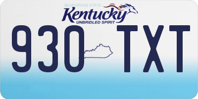 KY license plate 930TXT