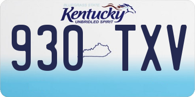 KY license plate 930TXV