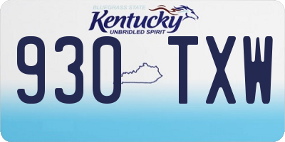 KY license plate 930TXW